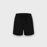 Shorts negros con cordón en popelina