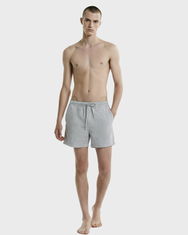 Shorts de rayas con cordón Popelina