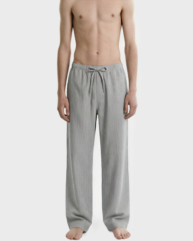 Pantalón de rayas con cordón en popelina