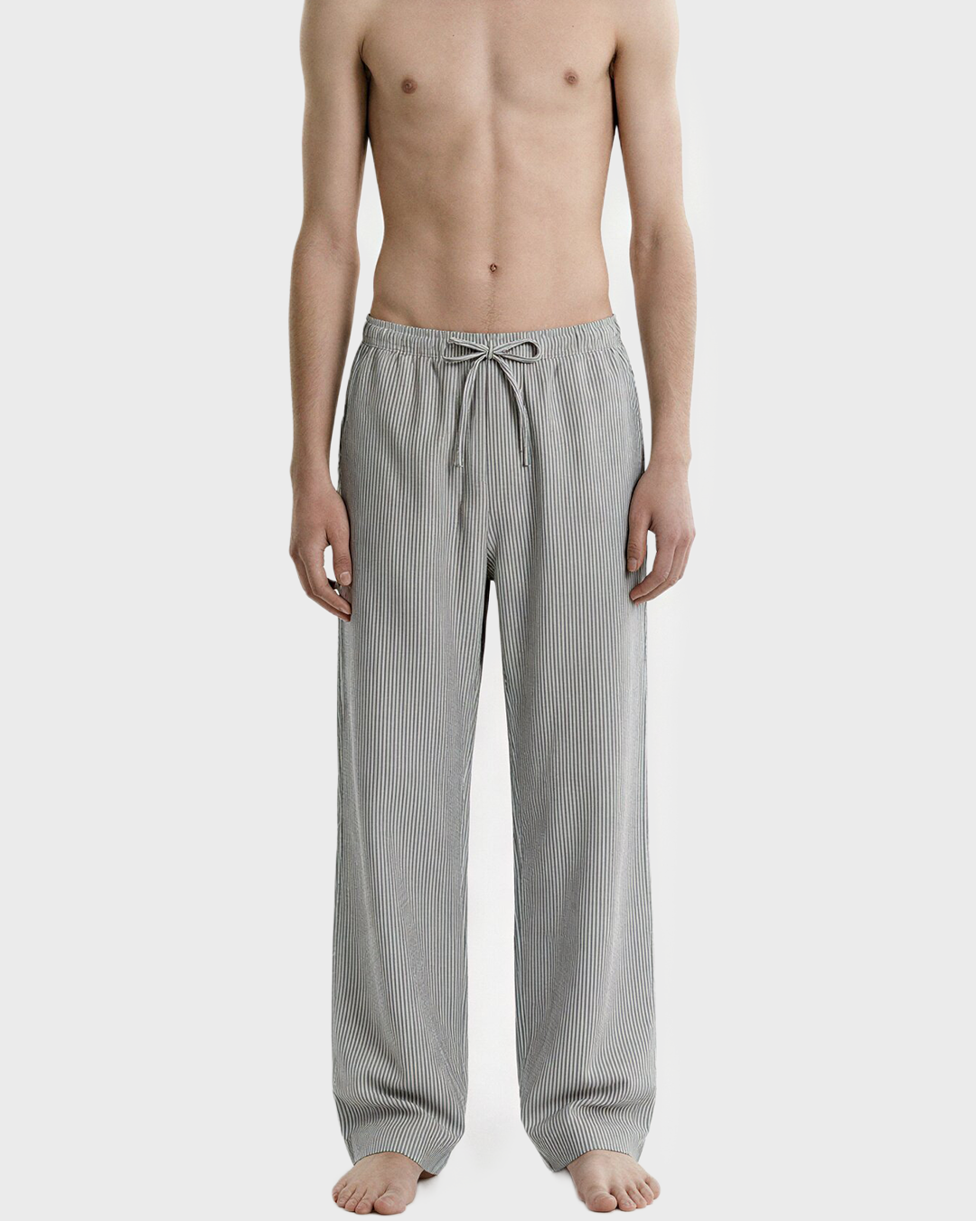 Pantalón de rayas con cordón en popelina